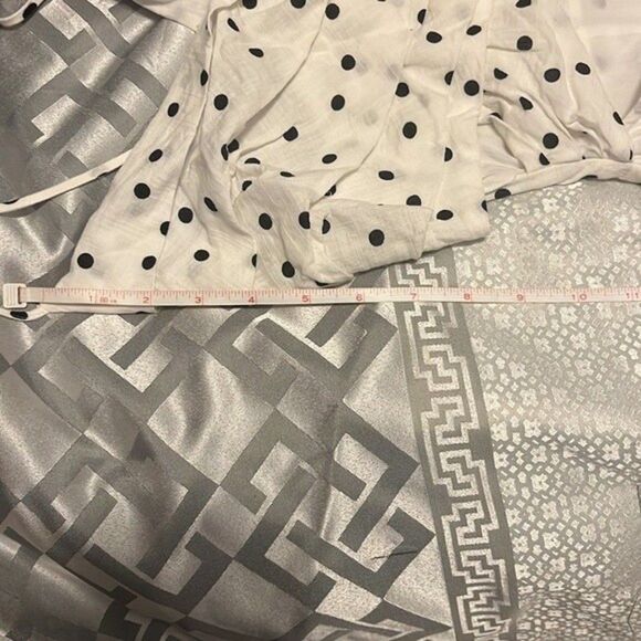 Lush Ivory Black Polka Dot Crossover Wrap Dress Size Small - Picture 10 of 13
